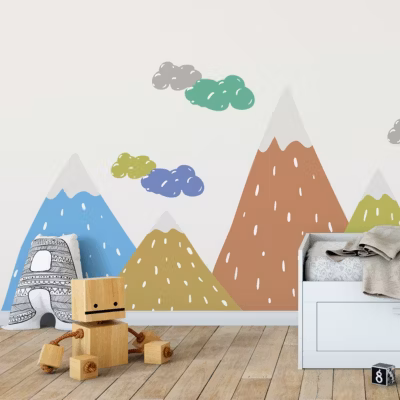 Stickers enfant montagnes scandinaves dipaka 70 x 105 cm