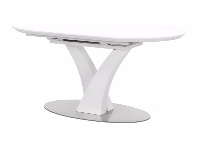 Table à manger extensible – 6 à 8 personnes – MDF et métal inoxydable – Blanc laqué – TALARA
