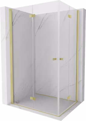 Mexen Mist-F Duo cabine de douche pliante gauche 120 x 70 cm, transparent, or brossé – 8A6-120L-070P-55-00