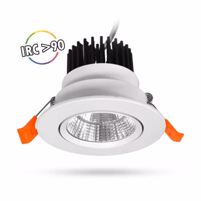 Spot LED Encastrable Rond – 7W – 3000K – 85mm – Blanc – Orientable
