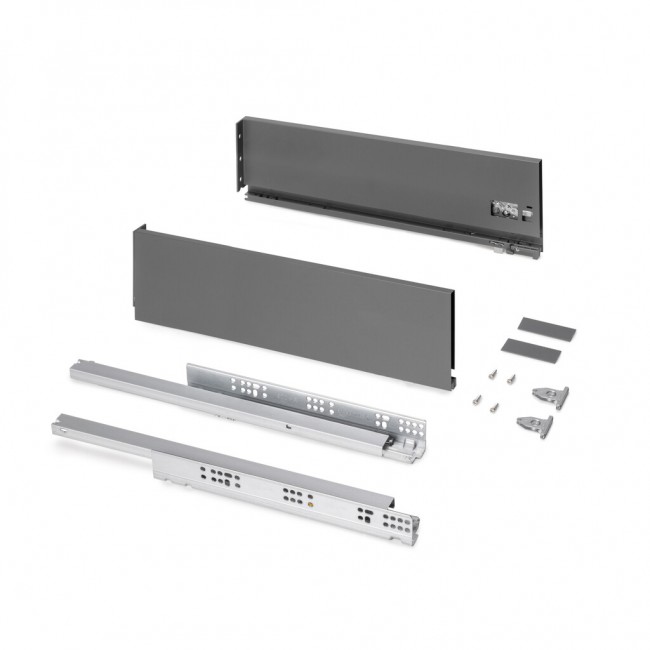 Tiroir en kit – sortie totale – côtés acier 131 mm – Protone – anthracite EMUCA