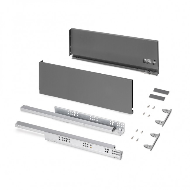 Tiroir en kit – sortie totale – côtés acier 178 mm – Protone – anthracite EMUCA