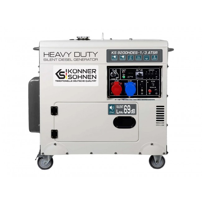 Groupe électrogène diesel – 6,5/7,5 kW – 230/400V – KS 9200HDES-1/3 ATSR (EURO V) KONNER & SOHNEN
