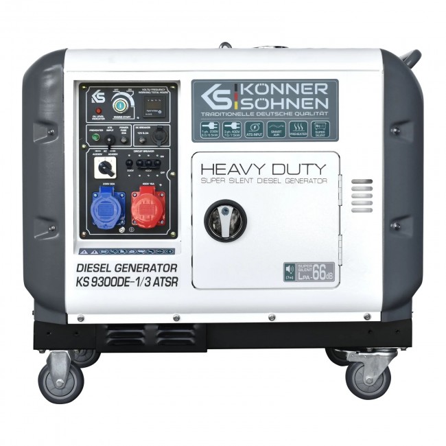 Groupe électrogène diesel – 6,5/7,5 kW – 230/400V – KS 9300HDES-1/3 ATSR (EURO V) KONNER & SOHNEN