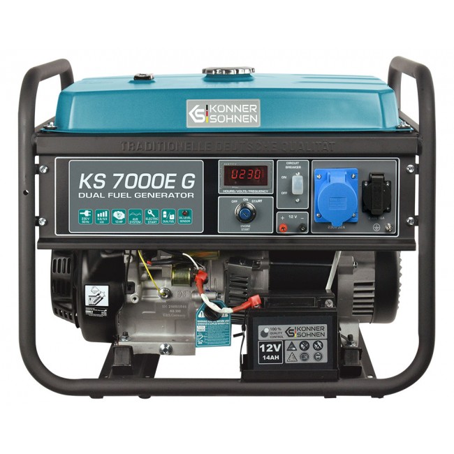 Groupe électrogène à essence/gaz – démarrage manuel/électrique- 5 kW – 230V KS 7000E G KONNER & SOHNEN