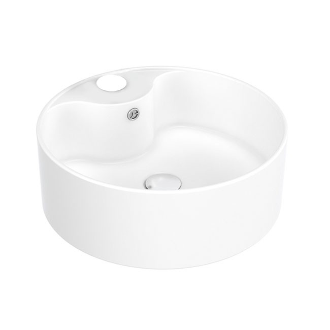 Vasque à poser ronde 40 cm – blanc – Fjord AURLANE