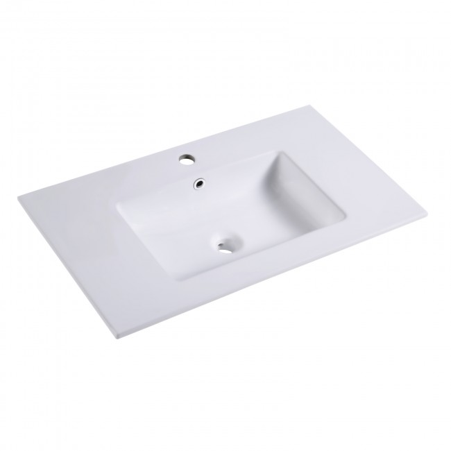 Vasque à encastrer 80 cm céramique – bassin carré – blanc mat AURLANE