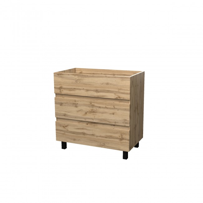 Meuble de salle de bains – 80 cm – 3 tiroirs – avec pieds – Timber AURLANE