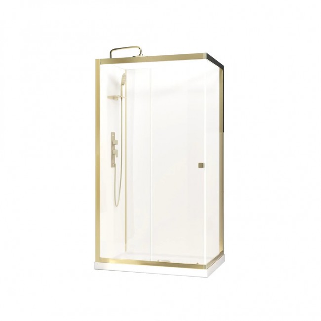 Cabine de douche 110×80 cm dorée à porte coulissante – Goldy AURLANE