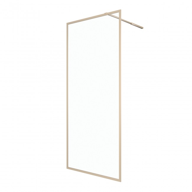Paroi de douche fixe or brossé – verre transparent – Golden Edge AURLANE