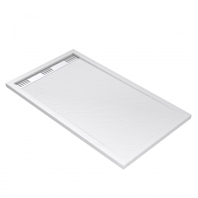 Receveur de douche effet pierre blanc – caniveau – Pedra AURLANE
