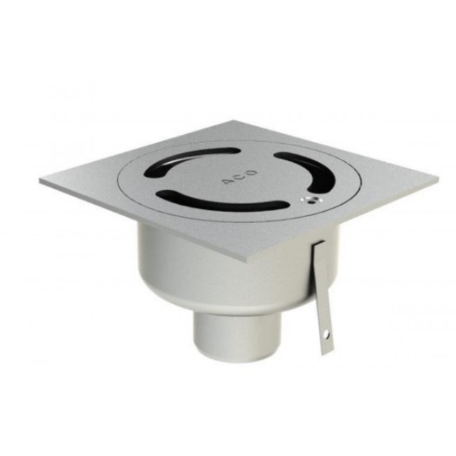 Siphon de sol inox 200×200 mm H83 mm à sortie verticale – Netdrain Standard ACO