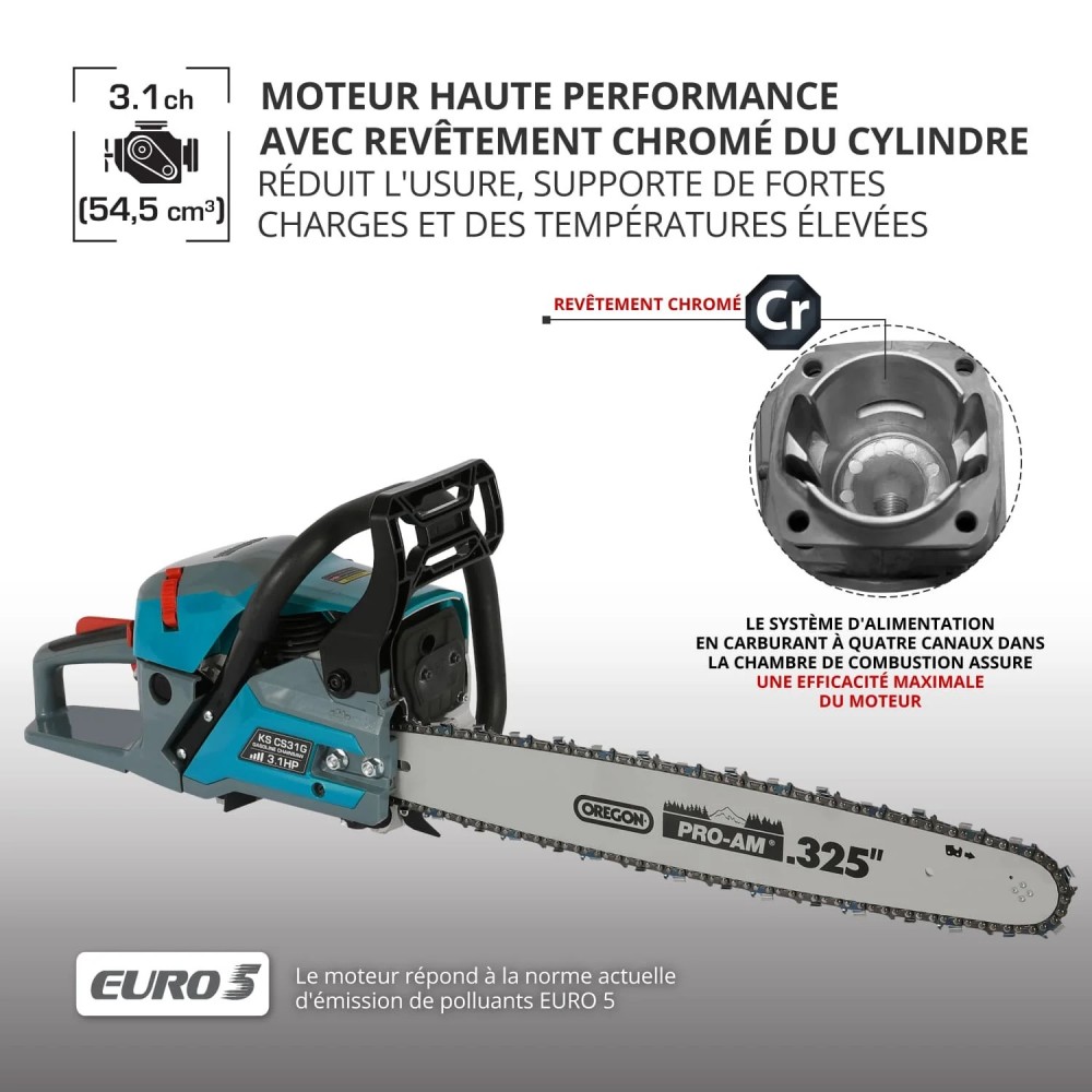 Tronçonneuse thermique 54 cm3 – 40 cm – KS CS31G-16-1 KONNER & SOHNEN