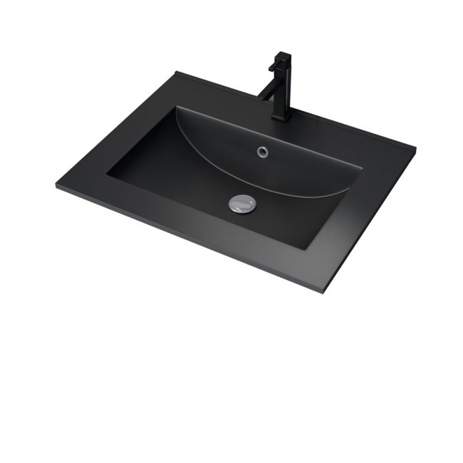 Vasque à encastrer – 60 cm – céramique noire satinée – Timber AURLANE